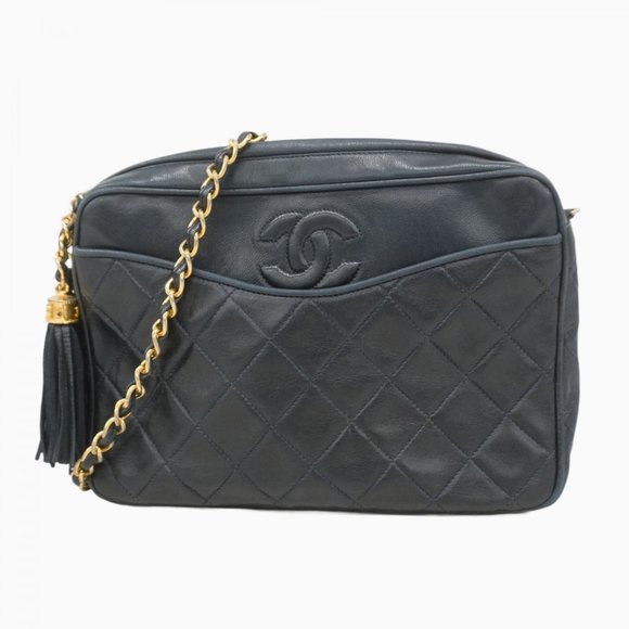 CHANEL Handbags - Chanel Shoulder Bag with Matelasse Chain Bag, Lambskin, Black, Women's